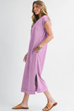Mineral Wash T-Shirt Dress with Pockets- 3 Colors