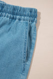 Drawstring Elastic Waist Denim Shorts