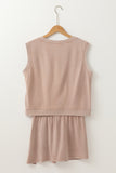 Yellow Cream Solid Color Washed Sleeveless Top Split Skort Cotton 2pcs Outfit