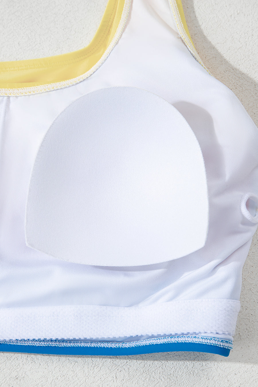 Color Block Pleated High-Waisted Tankini