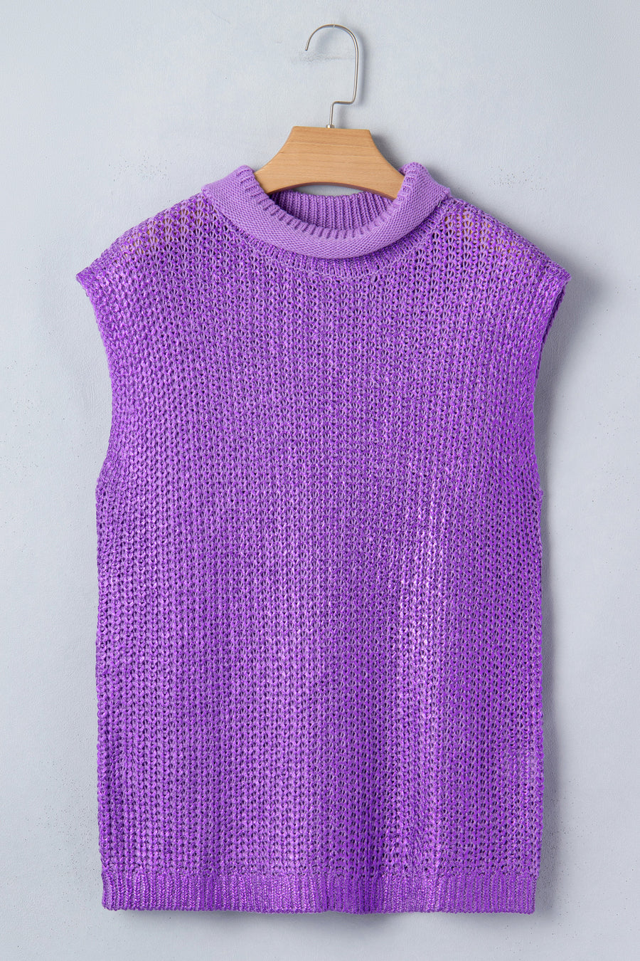 Knit High Neck Cap Sleeve Sweater- 2 Colors