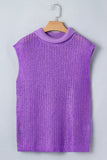 Knit High Neck Cap Sleeve Sweater- 2 Colors