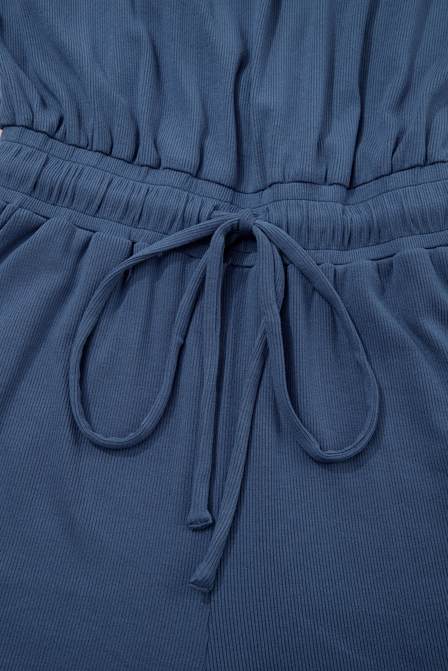 Cut-Out Back Drawstring Knit Romper- 2 Colors
