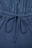 Cut-Out Back Drawstring Knit Romper- 2 Colors