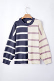 Striped Exposed Seam Patchwork Loose Fit Sweater- 4 Colors