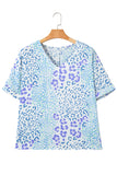 Plus Size Periwinkle Leopard Print V-Neck Short Sleeve T-Shirt