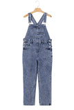 Mineral Wash Blue Straight Leg Denim Overalls