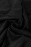 Black Sleeveless Scoop Neck Flared Front Slit Midi Dress