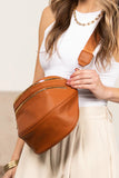 PU Leather Double Zipper Crossbody Bag- 3 Colors