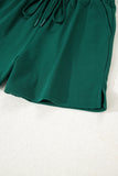 Varsity Striped Sleeve Drop Shoulder Sweatshirt and Shorts Set- 5 Colors
