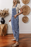 Mineral Wash Blue Straight Leg Denim Overalls
