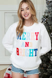 White Chenille Letter Patch Quilted Sweatshirt- 2 Styles