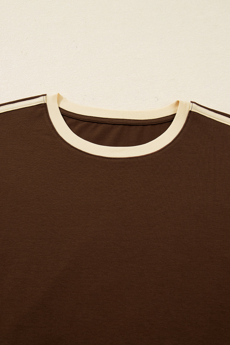 Varsity Striped Contrast Trim Crew Neck Long Sleeve T-Shirt- 3 Colors