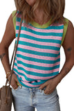 Striped Contrast Trim Sleeveless Sweater Vest- 3 Colors
