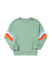 Striped Arm Drop Sleeve Loose Sweatshirt- 2 Colors
