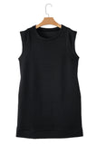 Black Textured Cap Sleeve T Shirt Shift Mini Dress