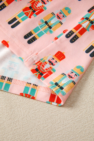 Pink Christmas Nutcracker Long Sleeve Shirt Shorts Pajama Set