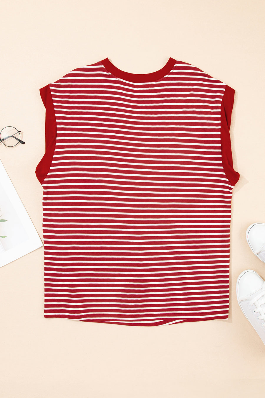 Striped Chest Pocket Crew Neck Muscle Tee- 2 Colors