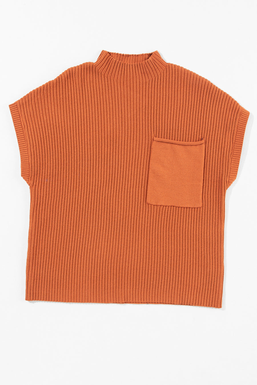 Green Pocket Ribbed Knit Short Sleeve Sweater- 9 Colors