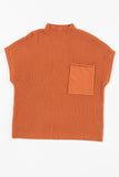 Green Pocket Ribbed Knit Short Sleeve Sweater- 9 Colors