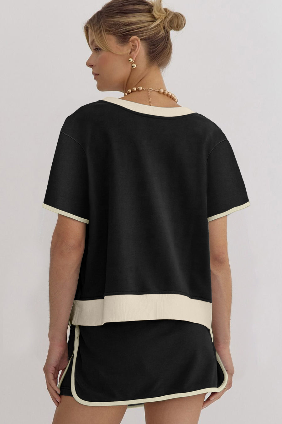 *Pre-Order* Color Block Drop Shoulder T-Shirt and Skort Set- 5 Colors