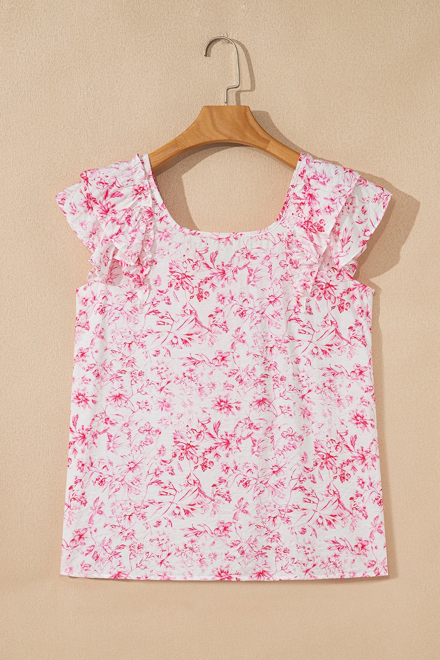 Floral Ruffle Short Sleeve Bow Back Blouse- 2 Colors