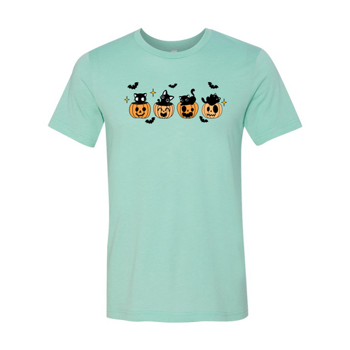 Unisex Black Cats, Pumpkins, & Bats Halloween T-Shirt-  7 Colors