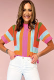 Color Block Openwork Knit T-Shirt