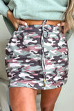 Sage Green & Dusty Pink Camouflage Drawstring Skort