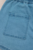 Drawstring Elastic Waist Denim Shorts
