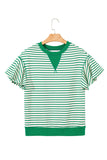 Striped Ruffle Sleeve Crew Neck T-Shirt- 3 Colors