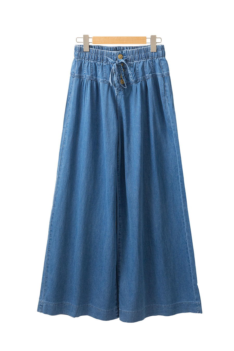 Mineral Wash Button-Up High-Waist Wide Leg Jeans