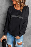 Black COOL AUNT Embroidered Letters Sweatshirt