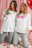 White Chenille Letter Patch Quilted Sweatshirt- 2 Styles