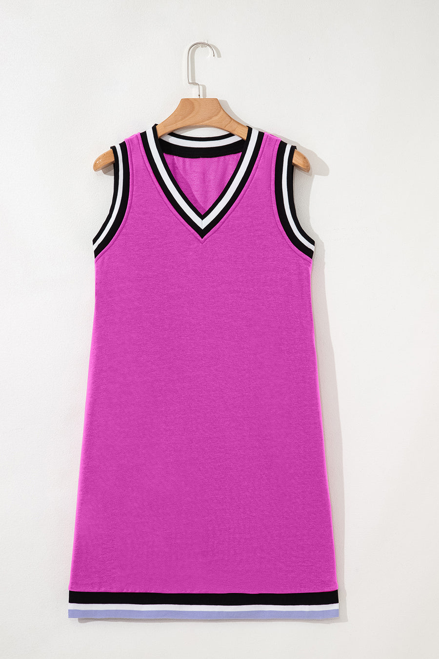 Contrast Trim V-Neck Sleeveless Mini Dress- 2 Colors