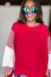 Striped Patchwork Sleeve Colorblock Sweatshirt- 3 Colors