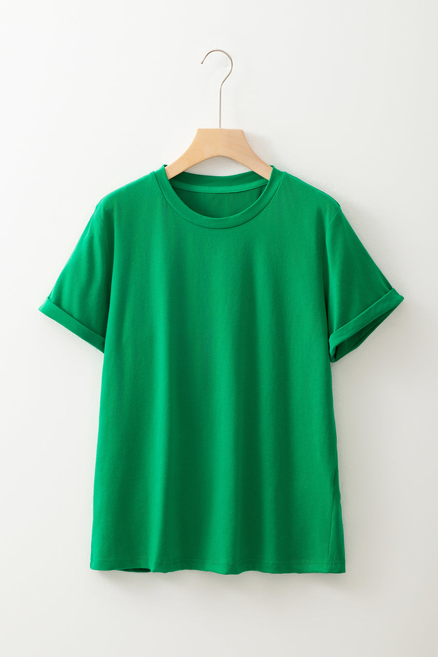 Basic Crew Neck Rolled Sleeve T-Shirt- 12 Colors