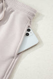 Solid Color Drop Shoulder Sweatshirt & Drawstring Mini Skirt Set- 2 Colors