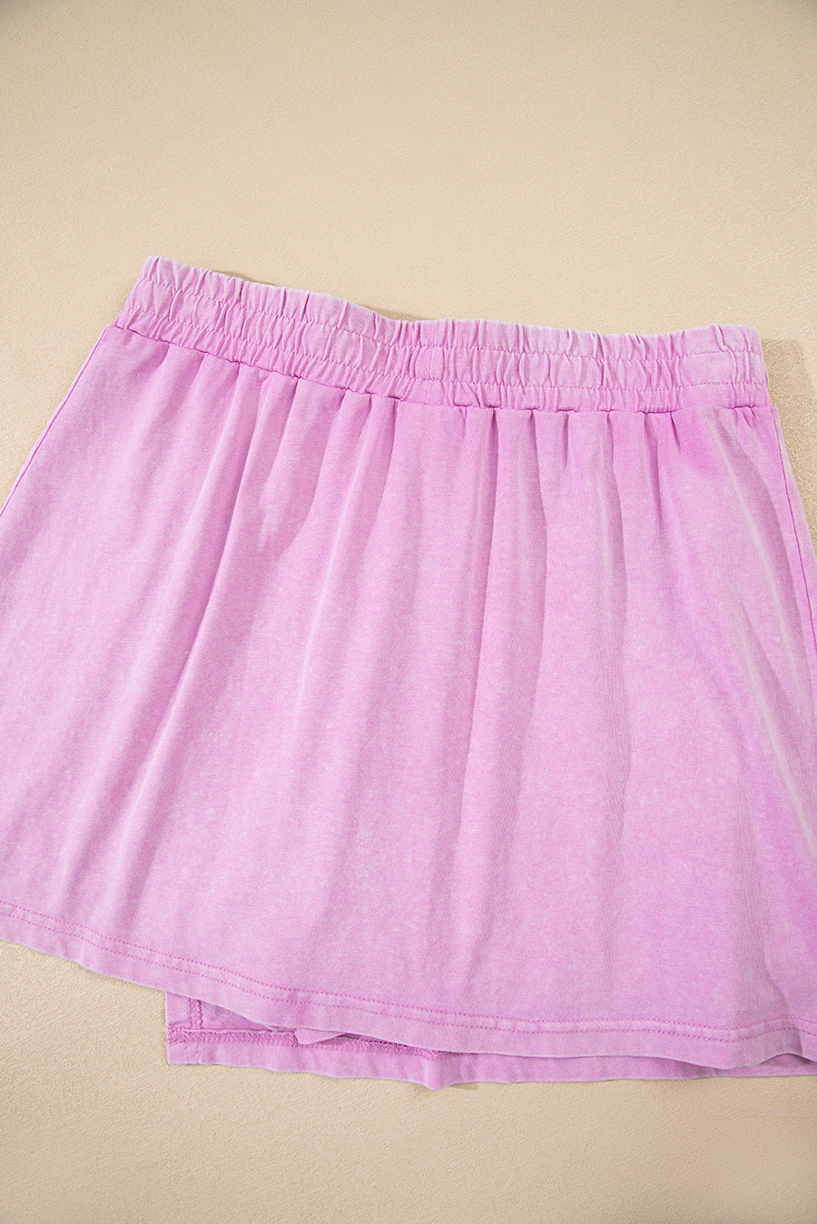 Yellow Cream Solid Color Washed Sleeveless Top Split Skort Cotton 2pcs Outfit