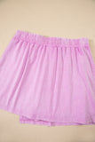 Yellow Cream Solid Color Washed Sleeveless Top Split Skort Cotton 2pcs Outfit