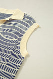 Striped Contrast Trim Sleeveless Collared Sweater- 3 Colors