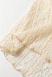 Light Pink Flounced Long Sleeve Mock Neck Sheer Lace Top