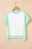 Color Block Exposed Seam Patchwork Crew Neck T-Shirt- 2 Colors