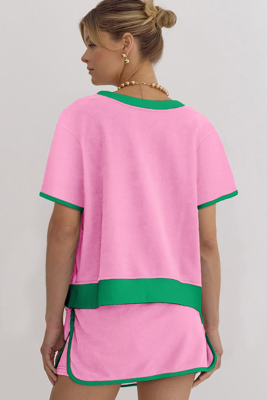 *Pre-Order* Color Block Drop Shoulder T-Shirt and Skort Set- 5 Colors