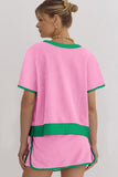 *Pre-Order* Color Block Drop Shoulder T-Shirt and Skort Set- 5 Colors
