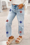 American Sequin Star Patch Pockets Cropped Jeans