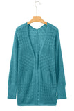 Redwood Burl Mix Pattern Hollow Knit Open Front Cardigan