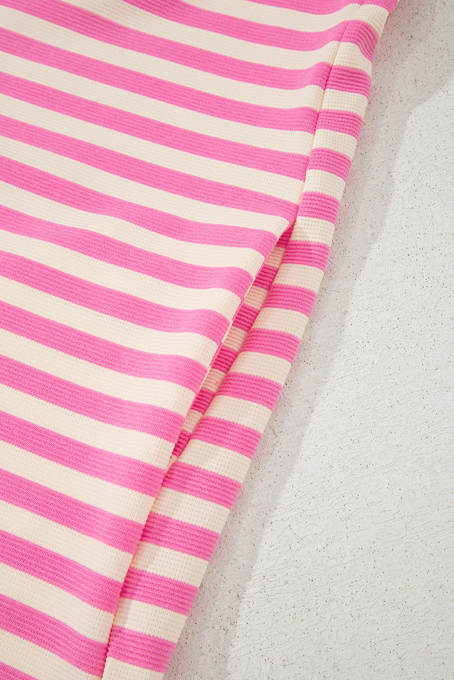 Striped Ruffle Short Sleeve Contrast Neckline Mini Dress- 3 Colors