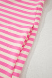 Striped Ruffle Short Sleeve Contrast Neckline Mini Dress- 3 Colors