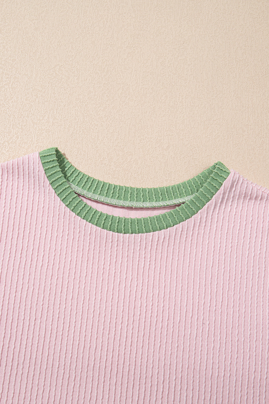 Color Block Corded Crew Neck T-Shirt- 2 Colors